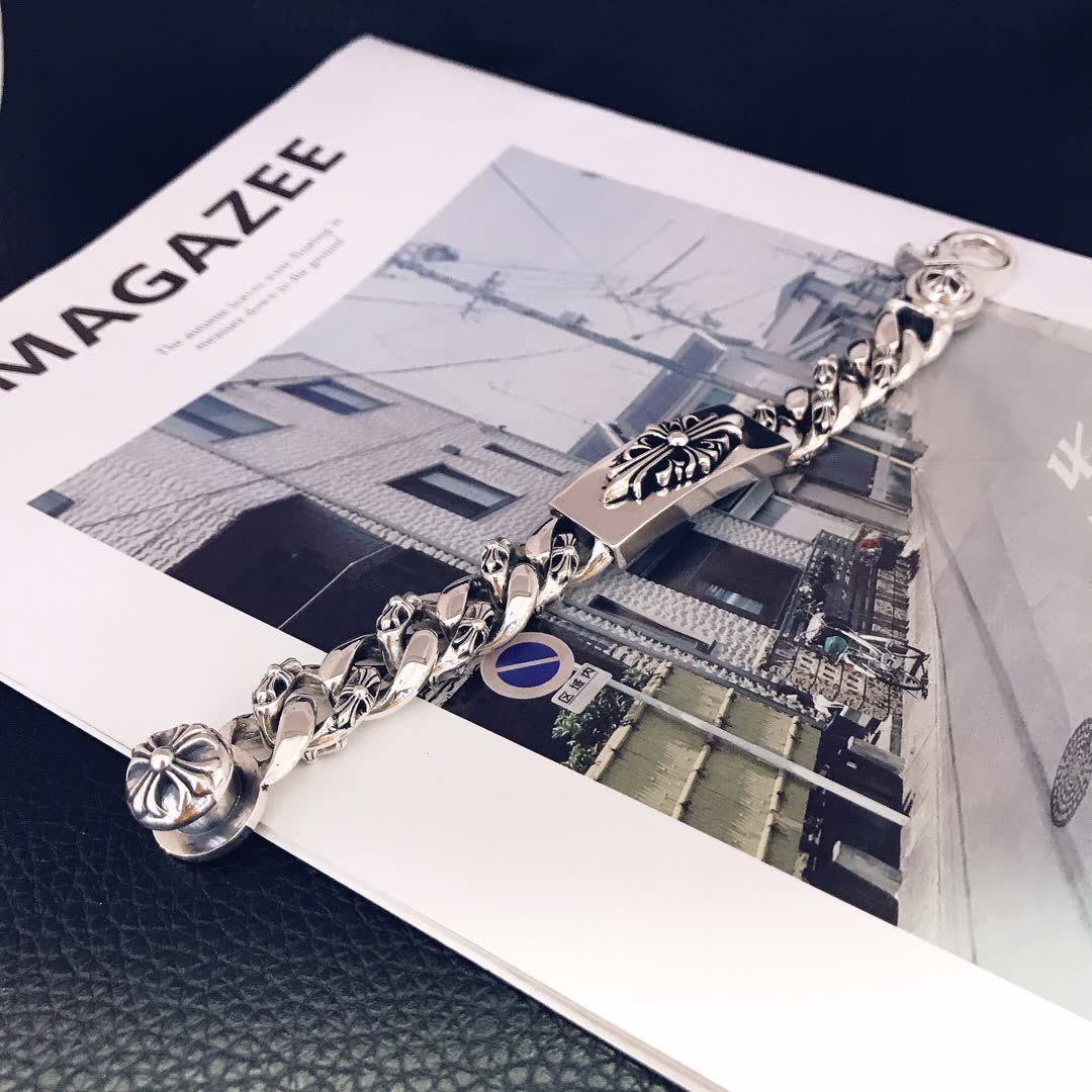 Chrome Hearts Silver Bracelet with Floral Design